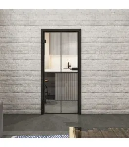 Ganzglastür Loft Schwarzlack 08 Auf Klarglas