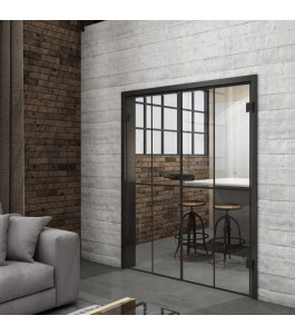 Ganzglastür Loft Schwarzlack 08 Auf Klarglas