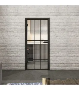 Ganzglastür Loft Schwarzlack 09 Auf Klarglas