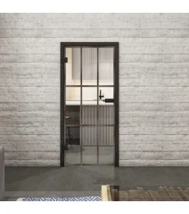 Ganzglastür Loft Rosteisen Genietet 11 Auf Klarglas