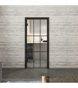 Ganzglastür Loft Schwarzlack 11 Auf Klarglas