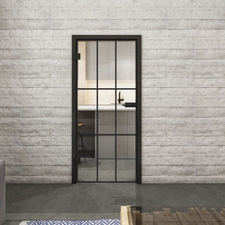 Ganzglastür Loft Schwarzlack 11 Auf Klarglas