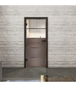 Ganzglastür Loft Rosteisen Genietet 13 Auf Klarglas