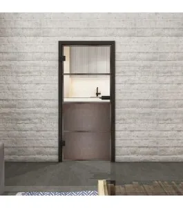 Ganzglastür Loft Rosteisen Genietet 14 Auf Klarglas