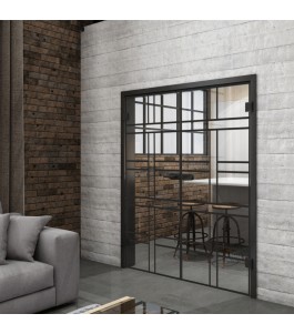 Ganzglastür Loft Schwarzlack 13 Auf Klarglas