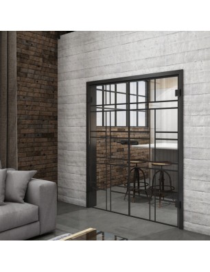 Ganzglastür Loft Schwarzlack 13 Auf Klarglas
