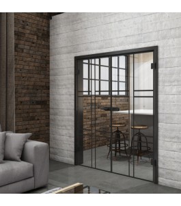 Ganzglastür Loft Schwarzlack 14 Auf Klarglas