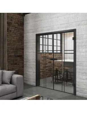 Ganzglastür Loft Schwarzlack 14 Auf Klarglas