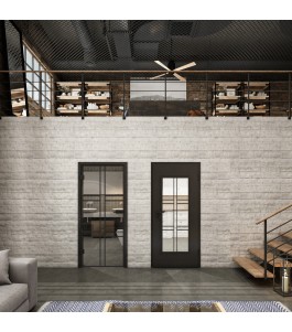 Ganzglastür Loft Schwarzlack 14 Auf Klarglas