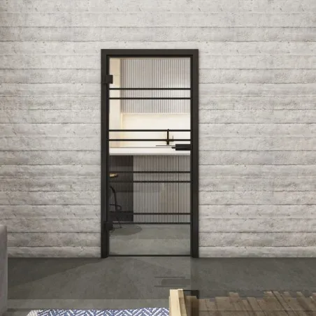 Ganzglastür Loft Schwarzlack 16 Auf Klarglas