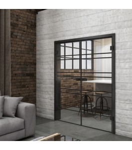 Ganzglastür Loft Schwarzlack 16 Auf Klarglas