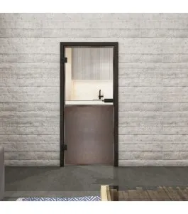 Ganzglastür Loft Rosteisen Genietet 16 Auf Klarglas