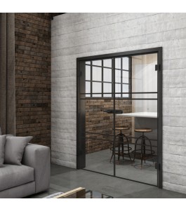 Ganzglastür Loft Schwarzlack 17 Auf Klarglas