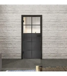 Ganzglastür Loft Schwarzeisen Genietet 17 Auf Klarglas