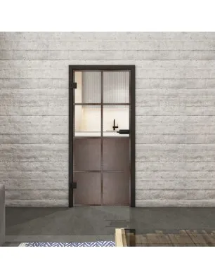 Ganzglastür Loft Rosteisen Genietet 18 Auf Klarglas