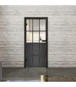 Ganzglastür Loft Schwarzeisen Genietet 22 Auf Klarglas