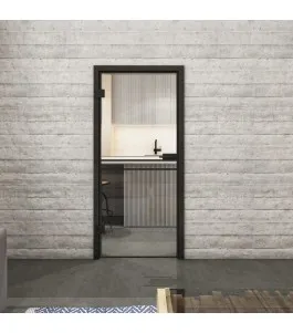 Ganzglastür Loft Schwarzlack 18 Auf Klarglas