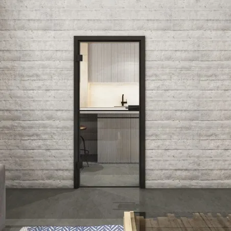 Ganzglastür Loft Schwarzlack 18 Auf Klarglas