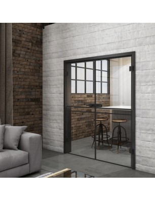 Ganzglastür Loft Schwarzlack 18 Auf Klarglas