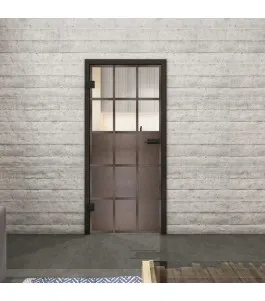 Ganzglastür Loft Rosteisen Genietet 21 Auf Klarglas