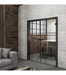 Ganzglastür Loft Schwarzlack 20 Auf Klarglas