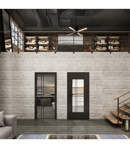 Ganzglastür Loft Schwarzlack 21 Auf Klarglas