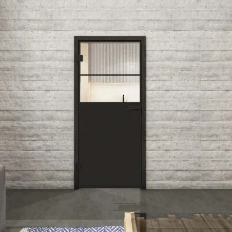 Ganzglastür Loft Schwarzlack 22 Auf Klarglas