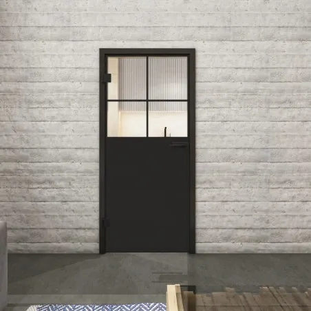Ganzglastür Loft Schwarzlack 23 Auf Klarglas