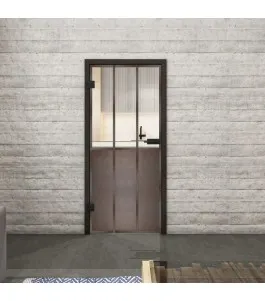 Ganzglastür Loft Rosteisen Genietet 24 Auf Klarglas