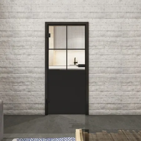 Ganzglastür Loft Schwarzlack 24 Auf Klarglas