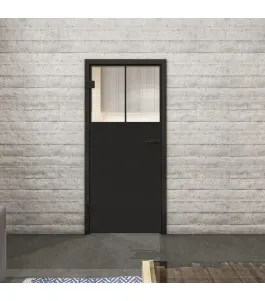 Ganzglastür Loft Schwarzlack 25 Auf Klarglas