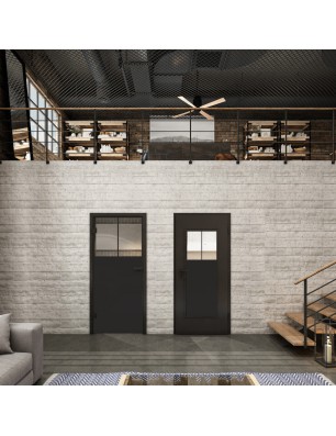 Ganzglastür Loft Schwarzlack 25 Auf Klarglas