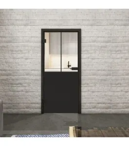 Ganzglastür Loft Schwarzlack 26 Auf Klarglas