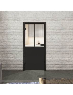 Ganzglastür Loft Schwarzlack 26 Auf Klarglas
