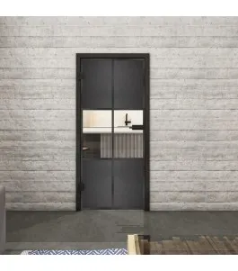 Ganzglastür Loft Schwarzeisen Genietet 30 Auf Klarglas