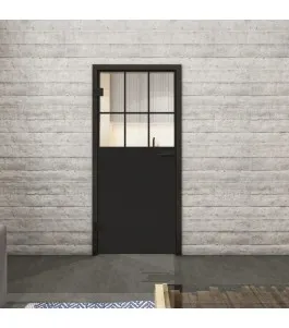 Ganzglastür Loft Schwarzlack 27 Auf Klarglas