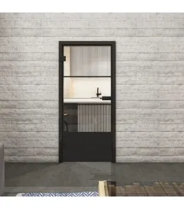 Ganzglastür Loft Schwarzlack 32 Auf Klarglas