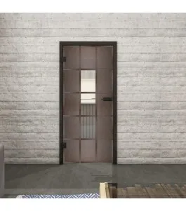 Ganzglastür Loft Rosteisen Genietet 34 Auf Klarglas