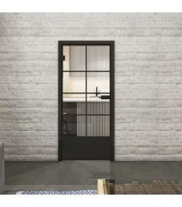 Ganzglastür Loft Schwarzlack 34 Auf Klarglas