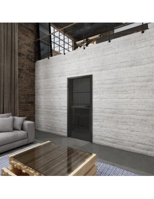 Ganzglastür Loft Schwarzlack 01 Auf Grauglas