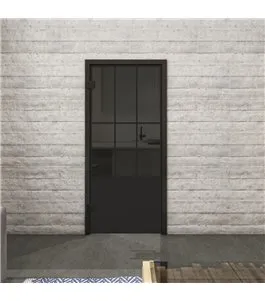 Ganzglastür Loft Schwarzlack 03 Auf Grauglas