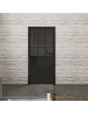 Ganzglastür Loft Schwarzlack 03 Auf Grauglas