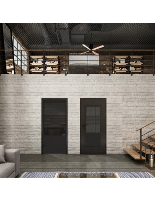 Ganzglastür Loft Schwarzlack 03 Auf Grauglas