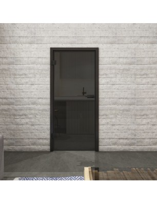 Ganzglastür Loft Schwarzlack 04 Auf Grauglas