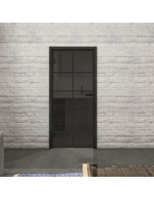 Ganzglastür Loft Schwarzlack 05 Auf Grauglas
