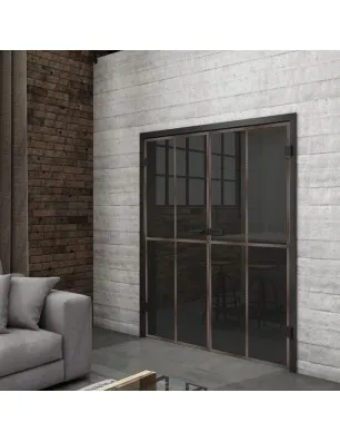 Ganzglastür Loft Rosteisen Genietet 08 Auf Grauglas