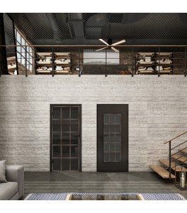Ganzglastür Loft Rosteisen Genietet 09 Auf Grauglas