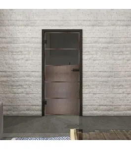 Ganzglastür Loft Rosteisen Genietet 13 Auf Grauglas