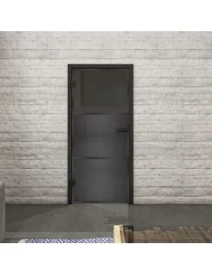 Ganzglastür Loft Schwarzeisen Genietet 15 Auf Grauglas