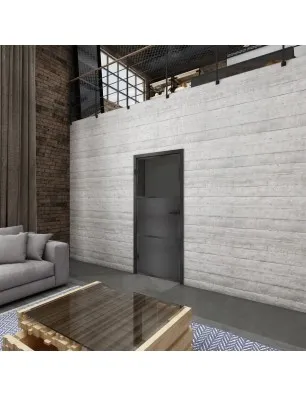 Ganzglastür Loft Schwarzeisen Genietet 15 Auf Grauglas